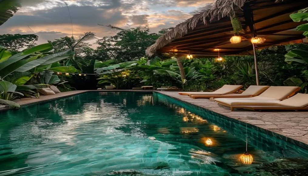 Piscina rodeada de vegetación