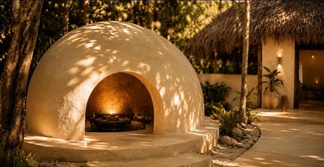 Temazcal tradicional al atardecer